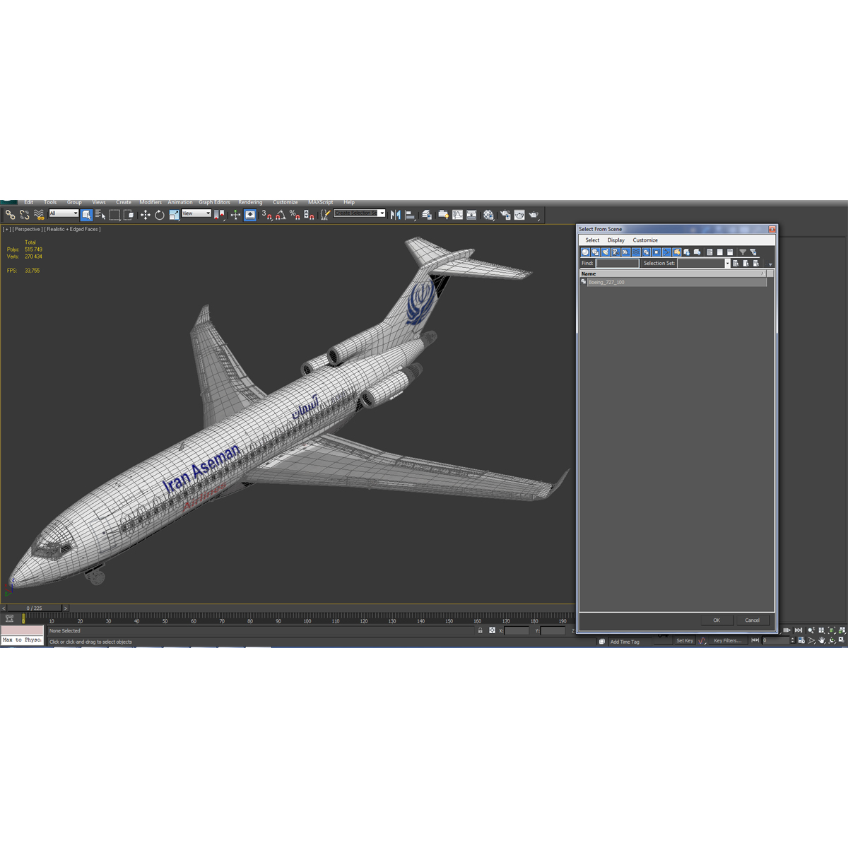 3D Boeing 727 100 Private Iran Aseman Airlines model