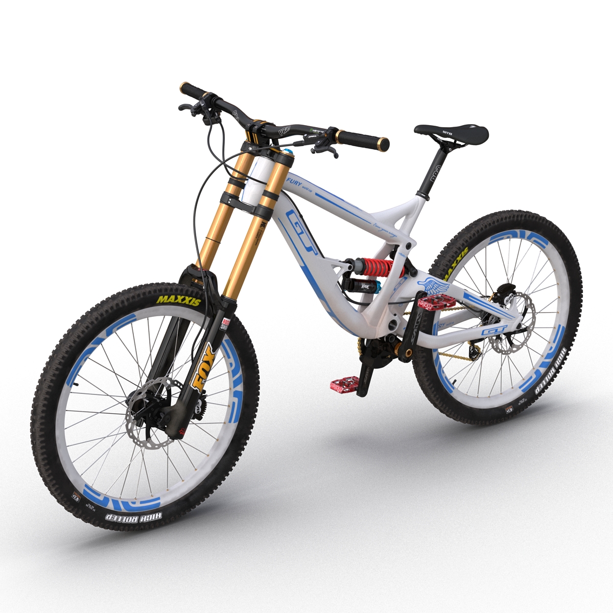 Mountain Bike GT Fury White Rigged 3D model