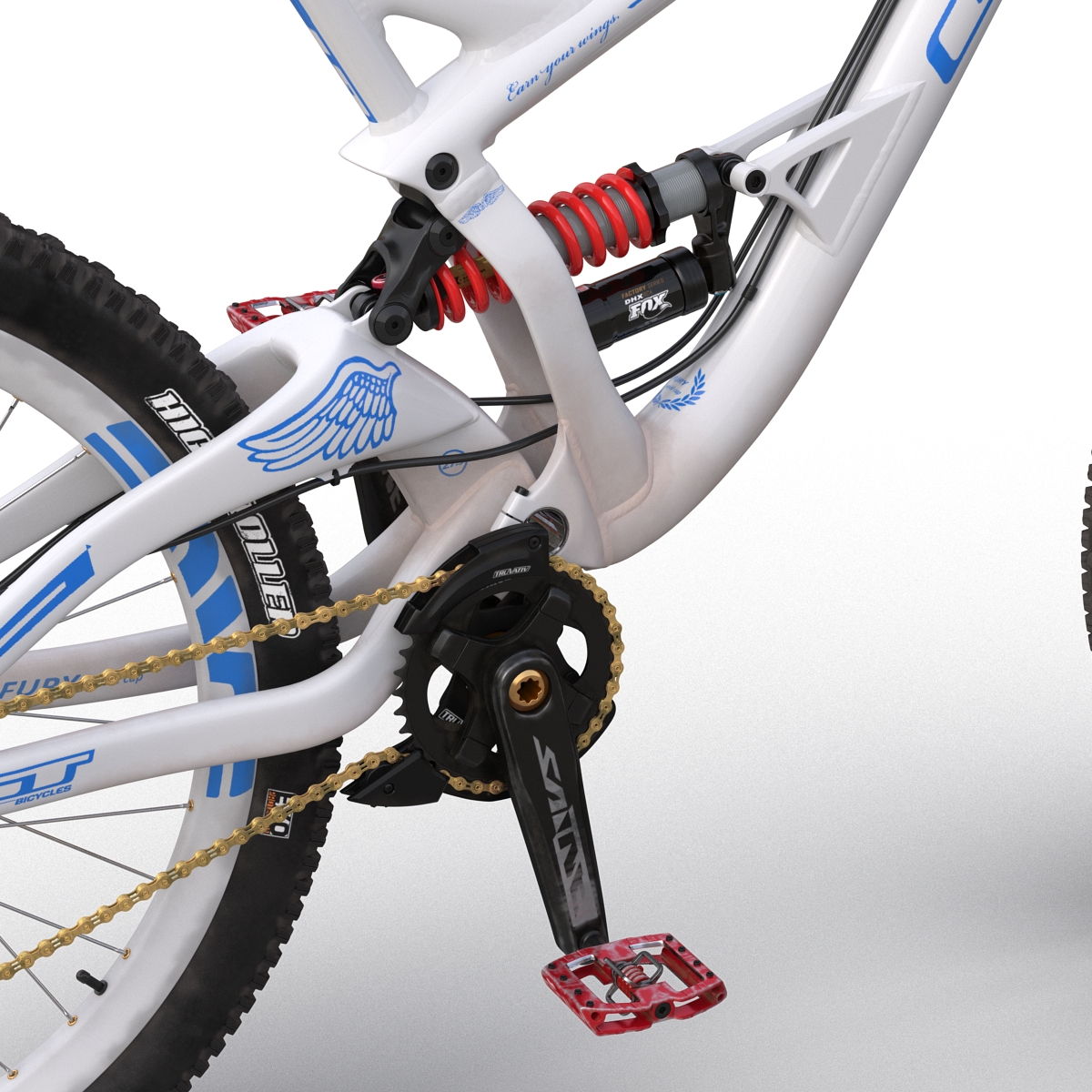 Mountain Bike GT Fury White Rigged 3D model