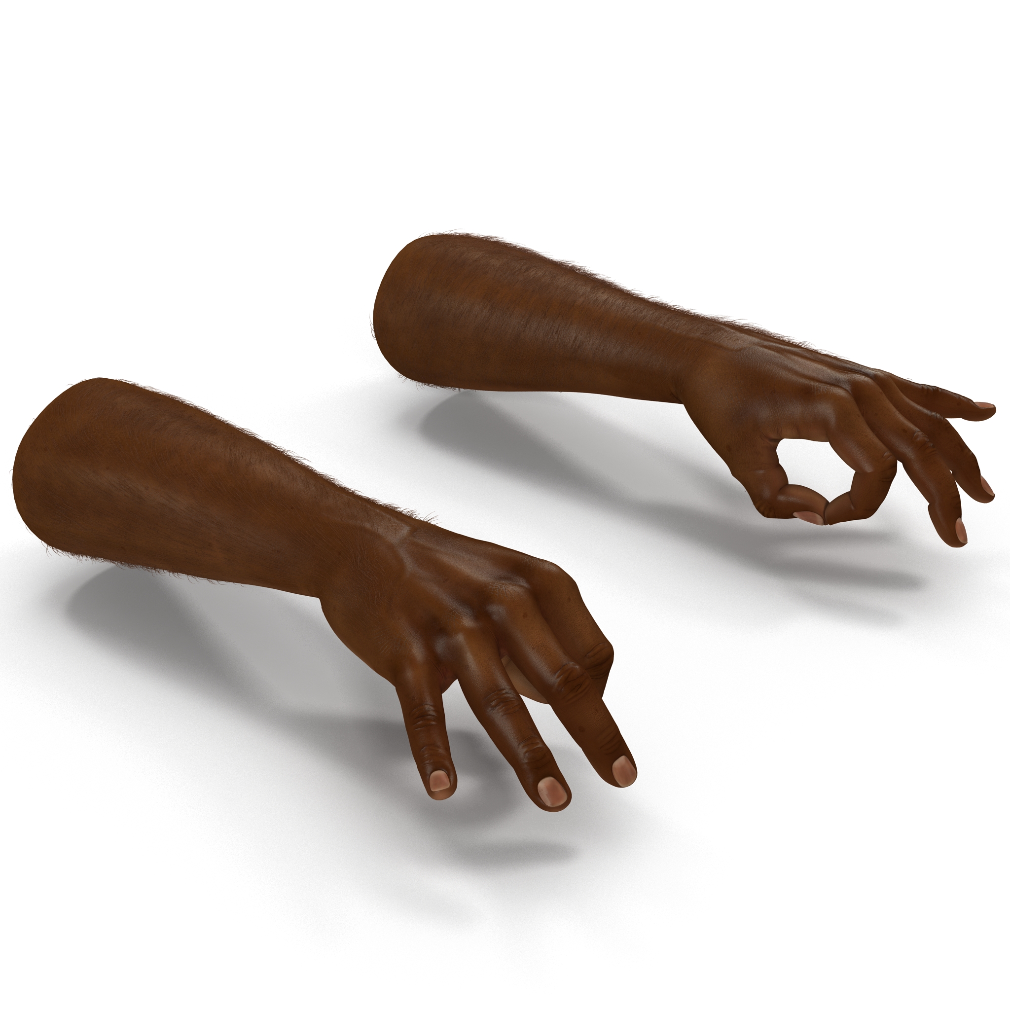 3D African Man Hands with Fur Pose 5 model