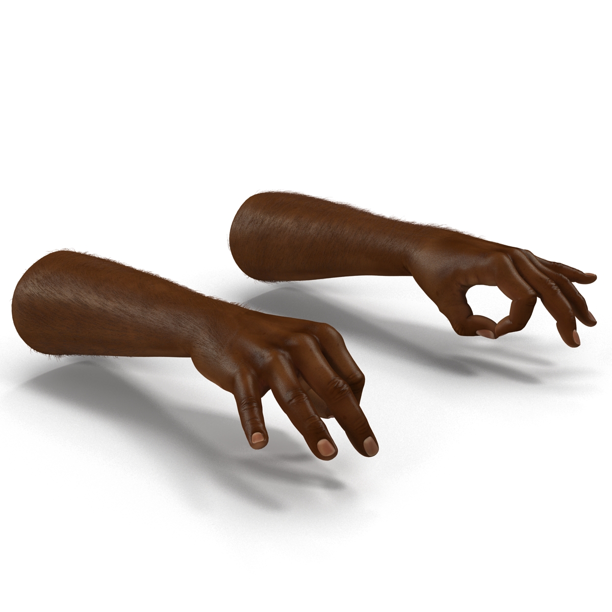 3D African Man Hands with Fur Pose 5 model