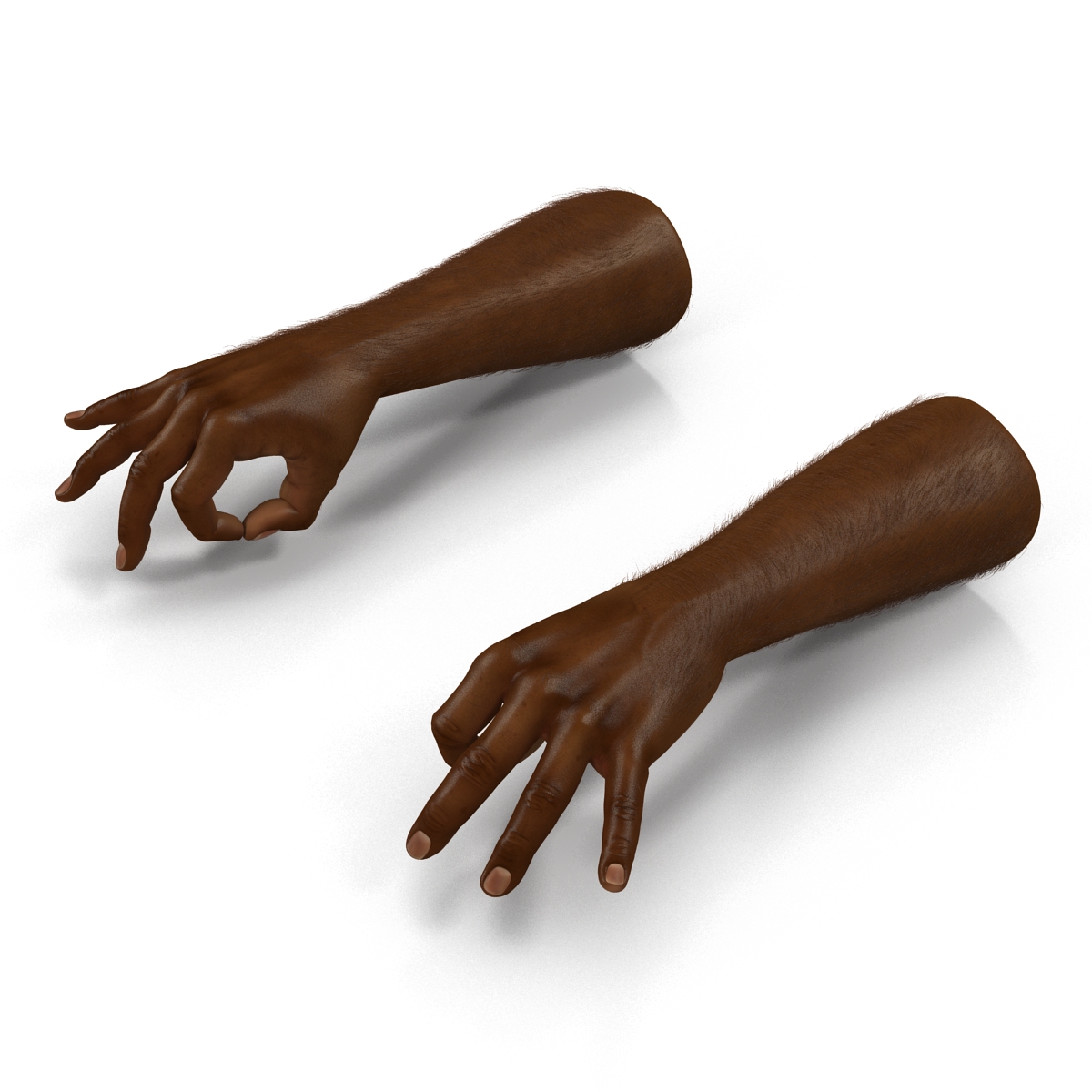 3D African Man Hands with Fur Pose 5 model