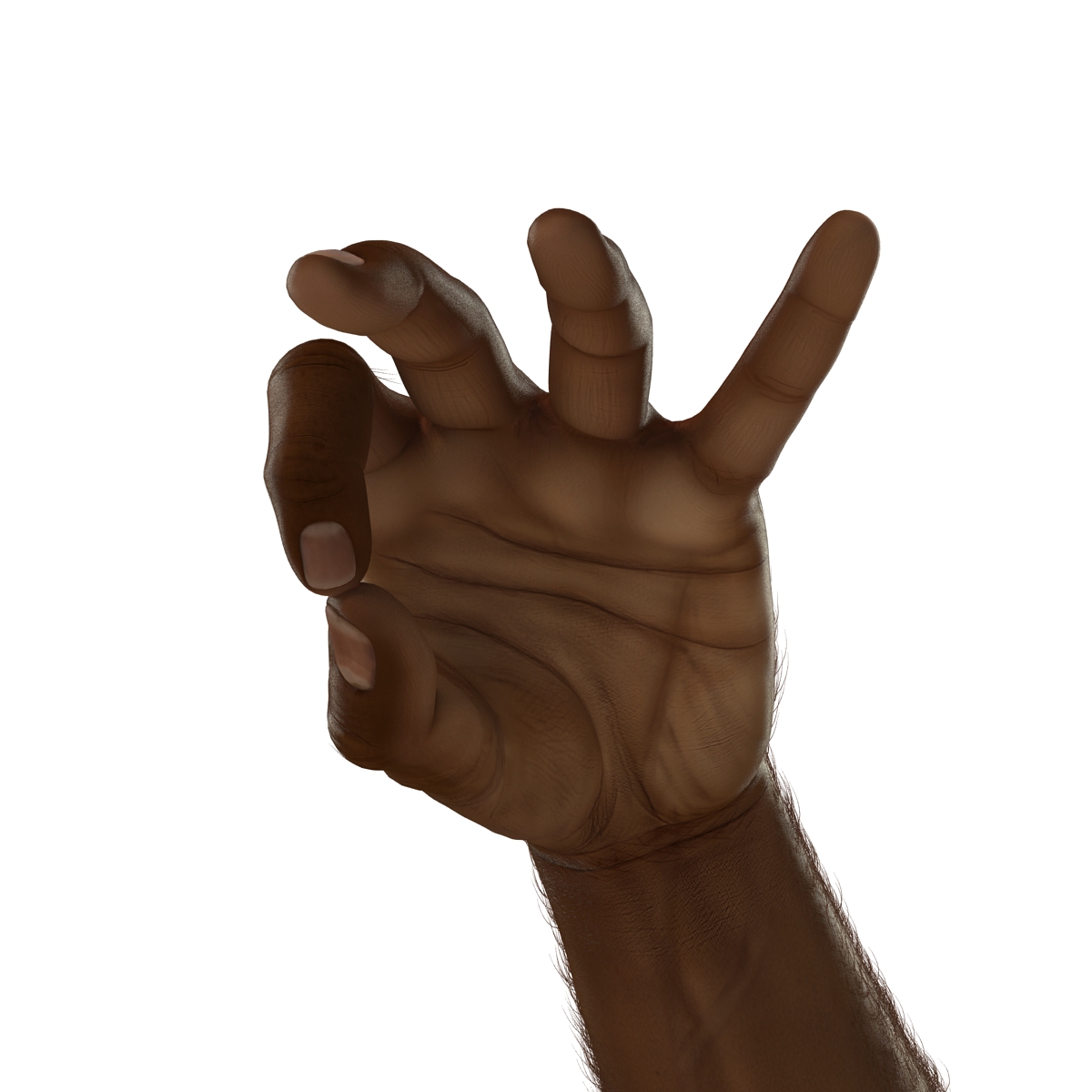 3D African Man Hands with Fur Pose 5 model