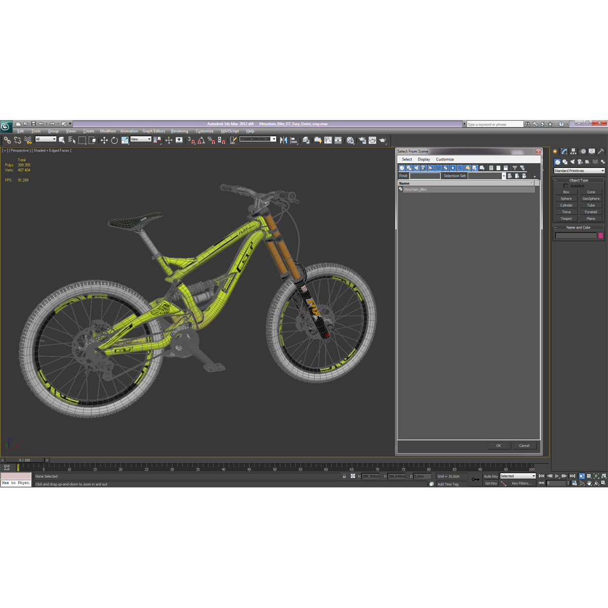 Mountain Bike GT Fury Green 3D