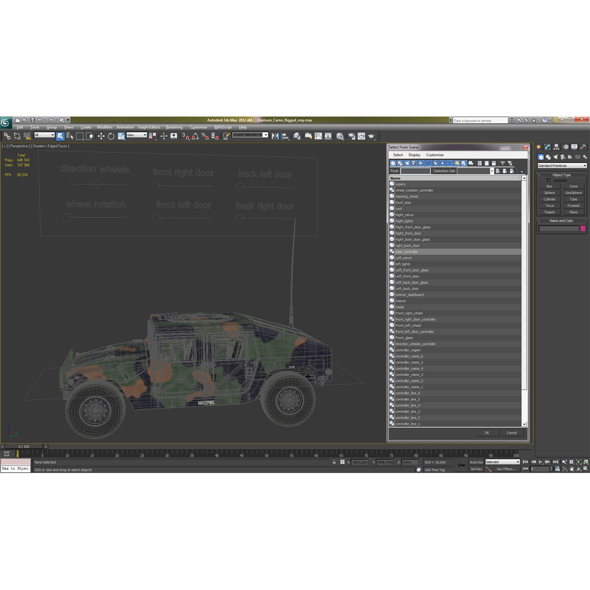 3D Humvee Camo Rigged model