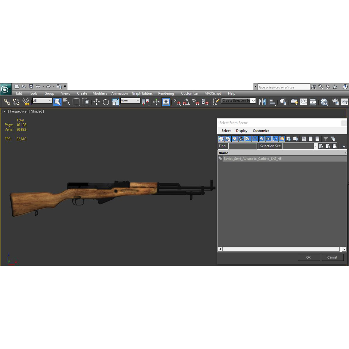 3D Soviet Semi Automatic Carbine SKS 45