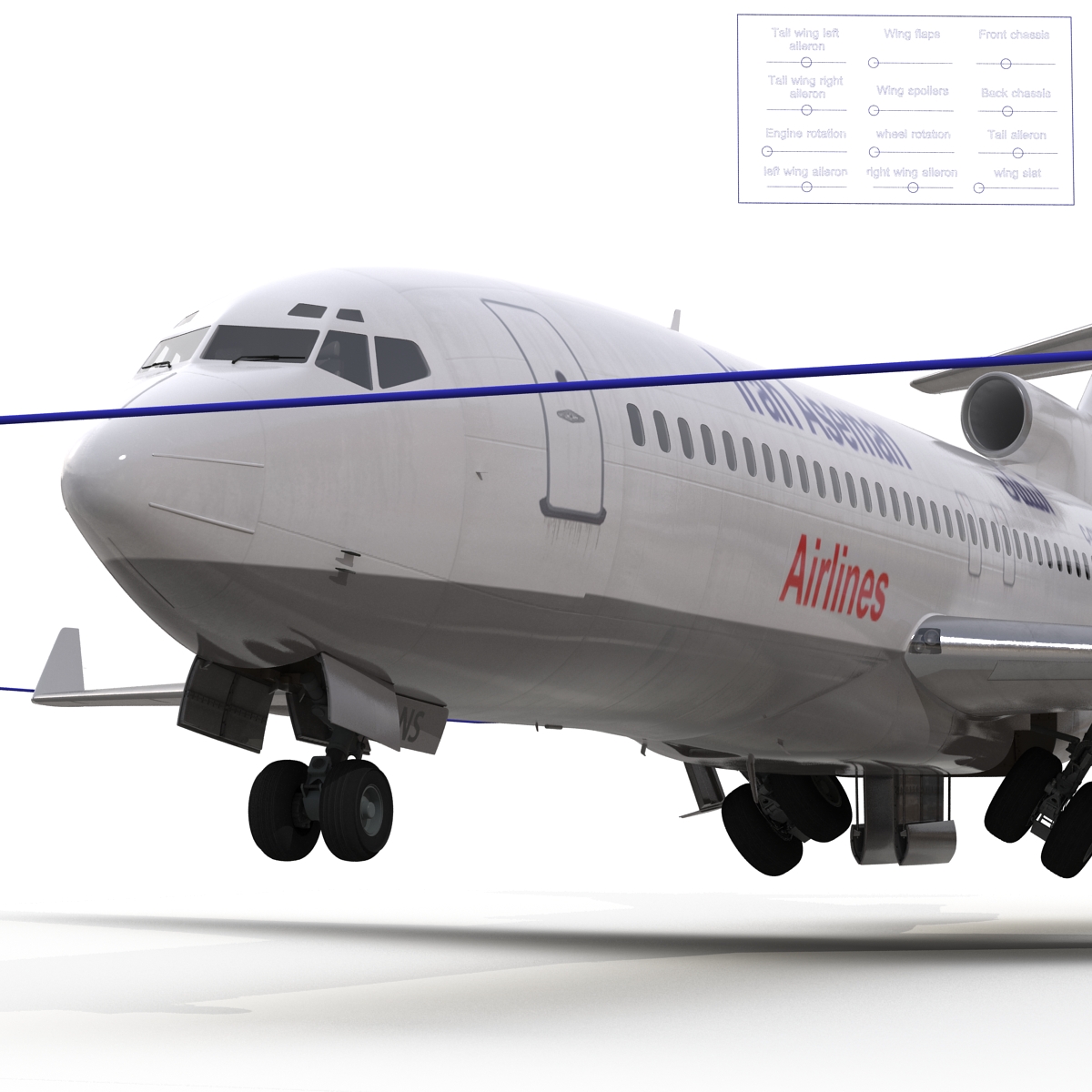 3D model Boeing 727 100 Private Iran Aseman Airlines Rigged