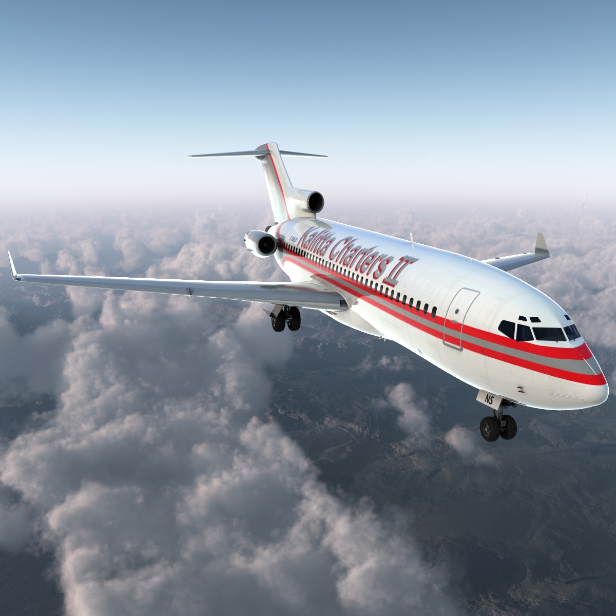 3D Boeing 727 100 Private Kalitta Air Rigged