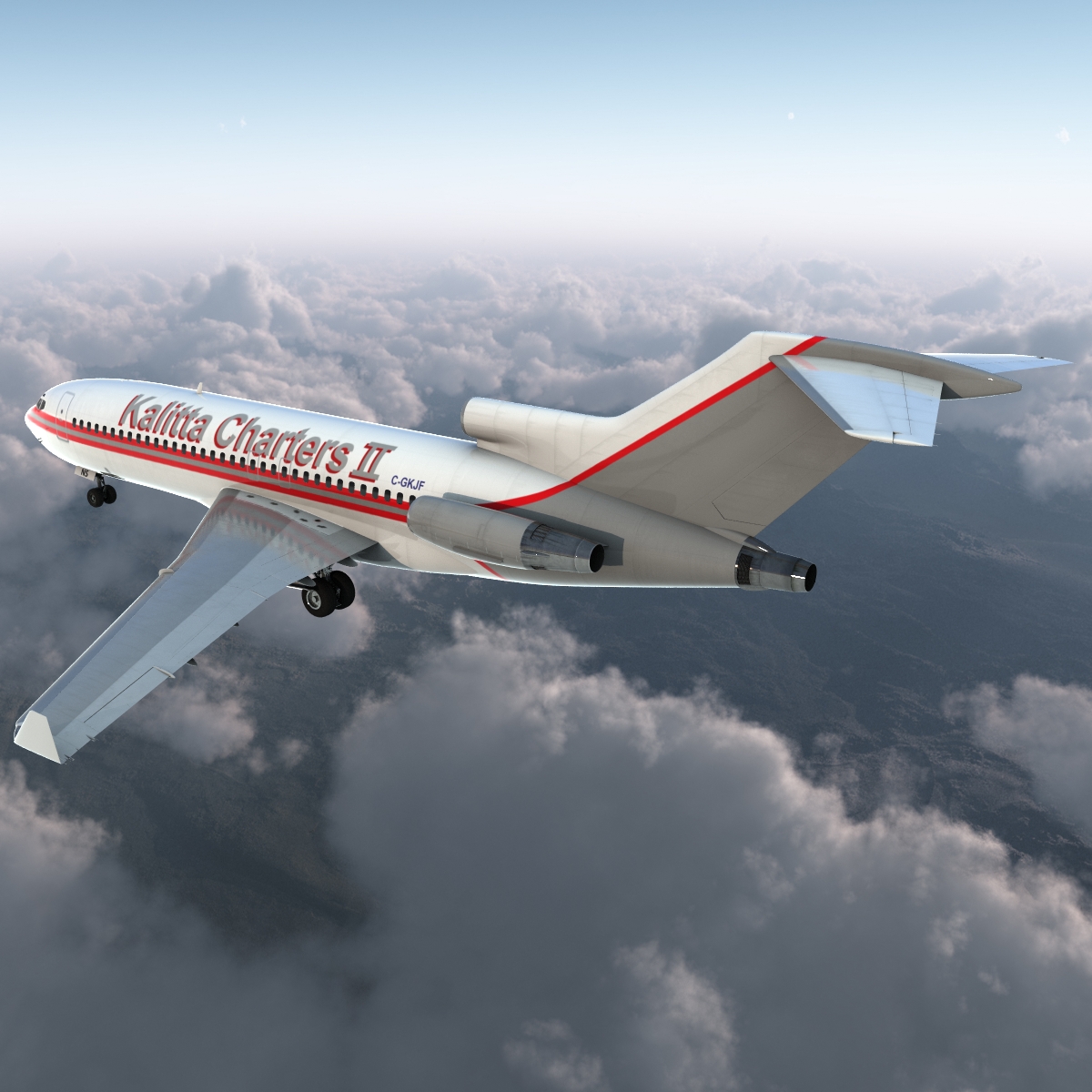 3D Boeing 727 100 Private Kalitta Air Rigged