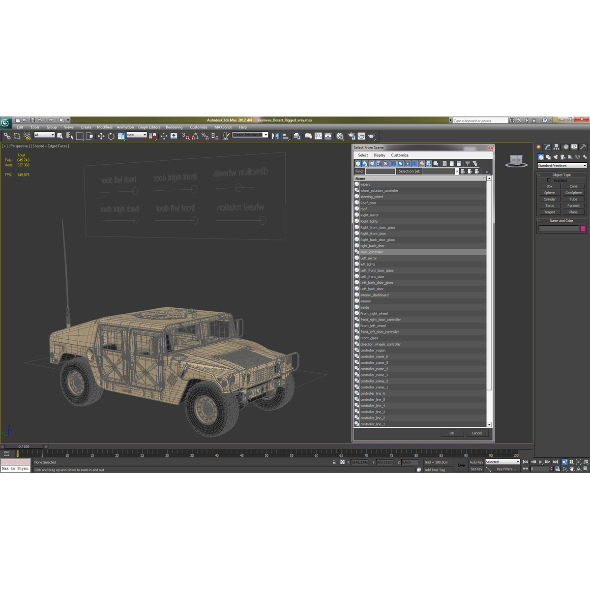 3D model Humvee Desert Rigged