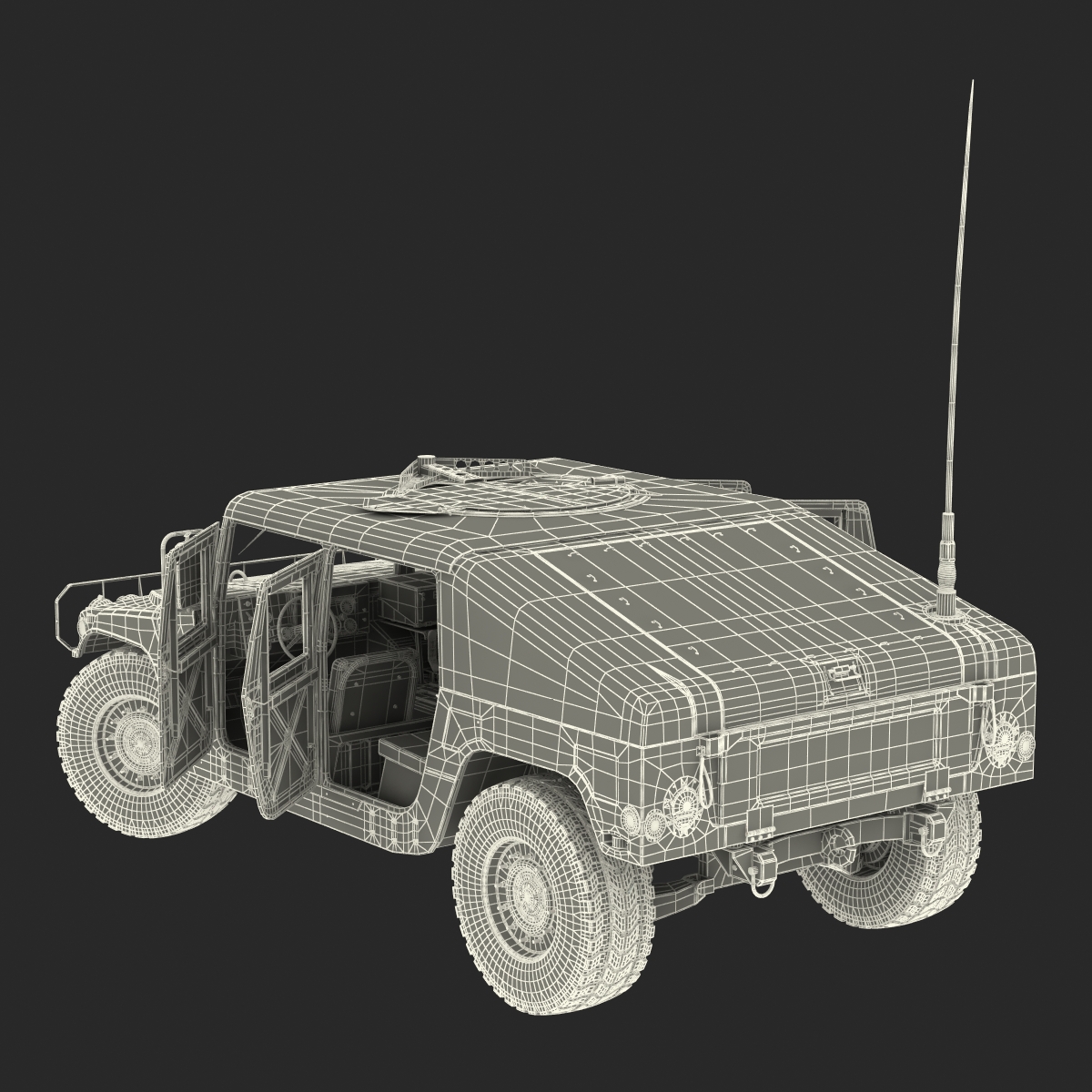 3D model Humvee Desert Rigged