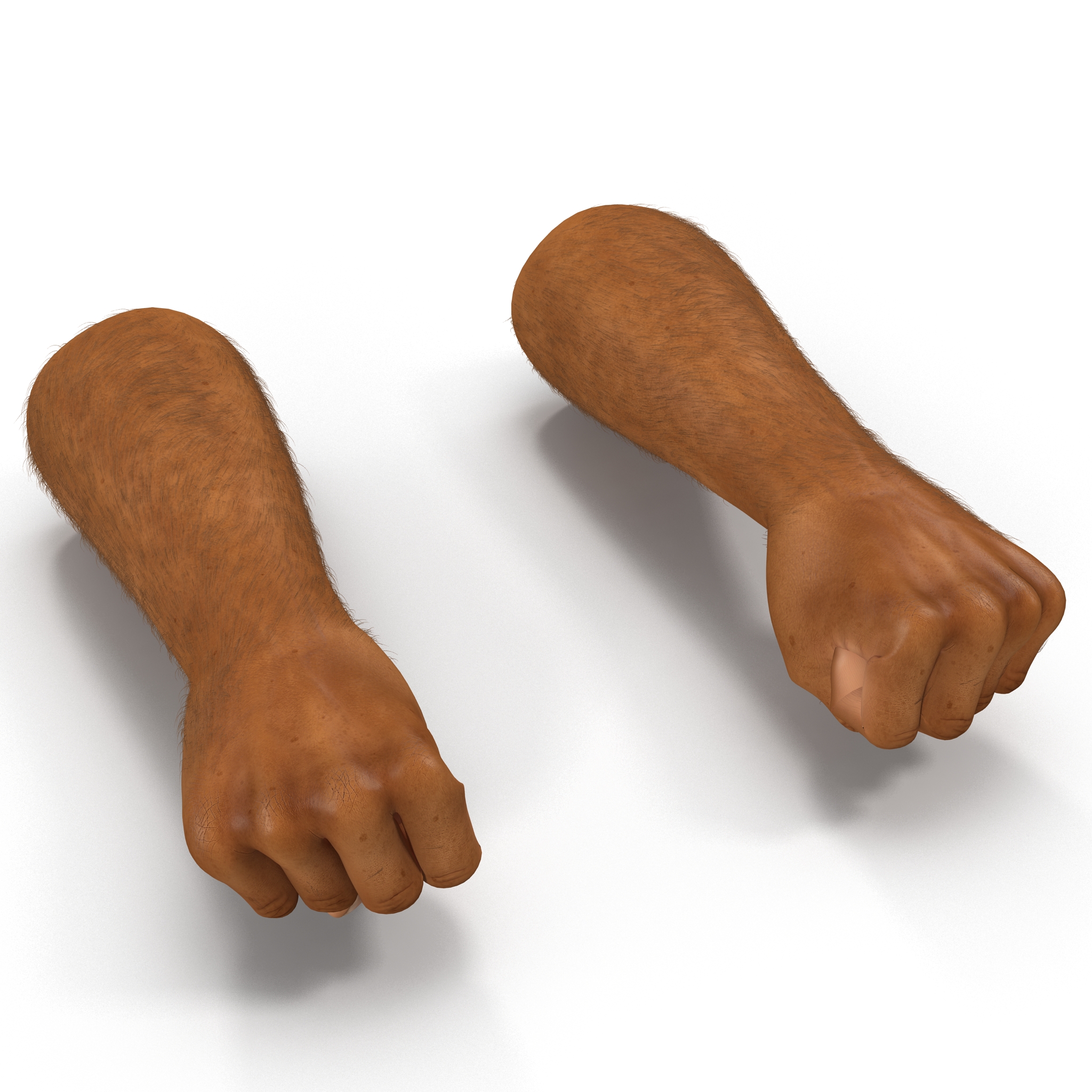 3D model African Man Hands 2 with Fur Pose 2