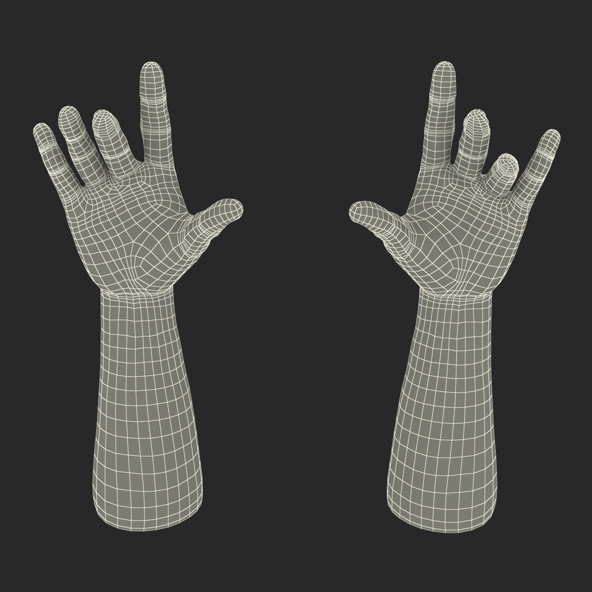 3D Man Hands 2 Pose 3 model