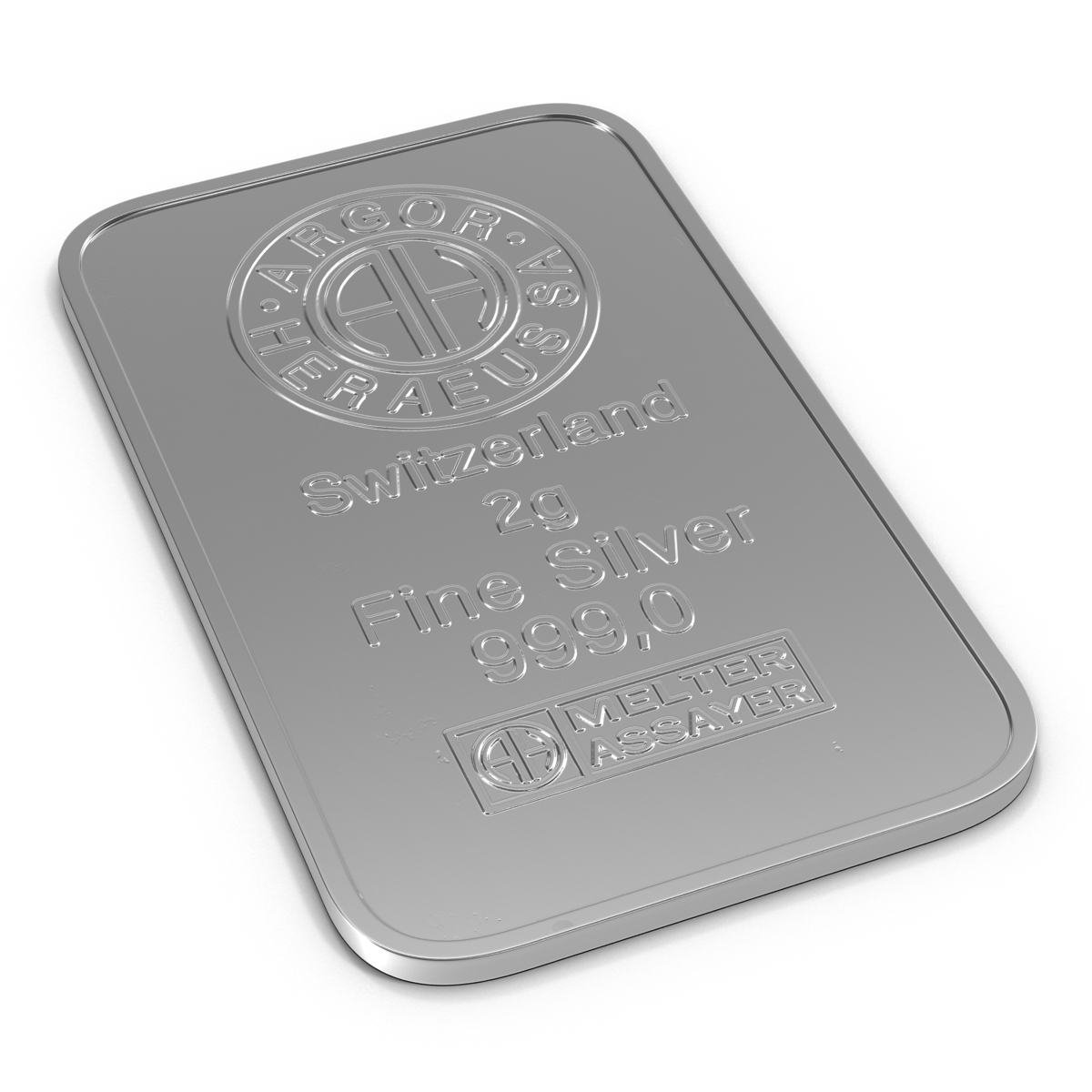 3D Silver Bar 2g model