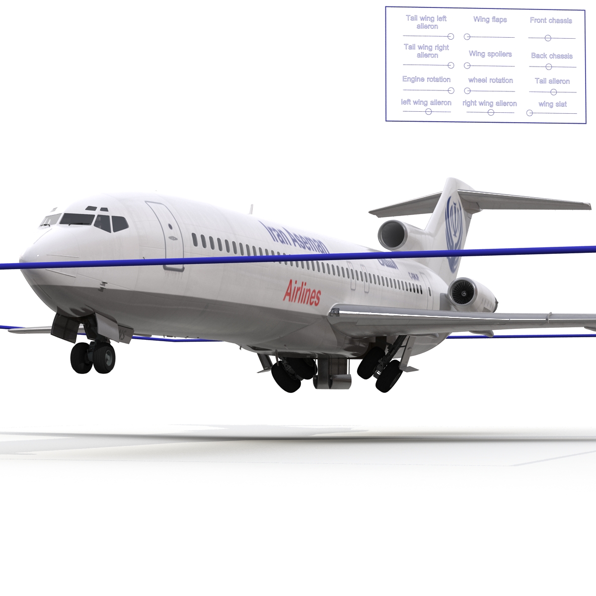 3D Boeing 727 200 Iran Aseman Rigged model