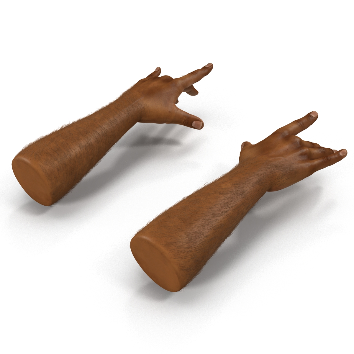 3D model African Man Hands 3 with Fur Pose 3