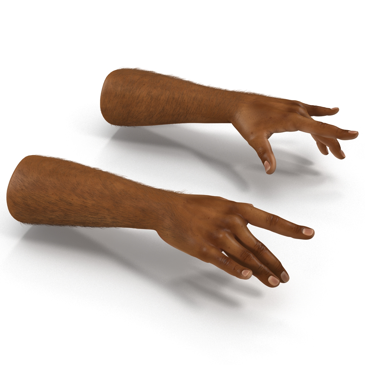 3D model African Man Hands 3 with Fur Pose 3