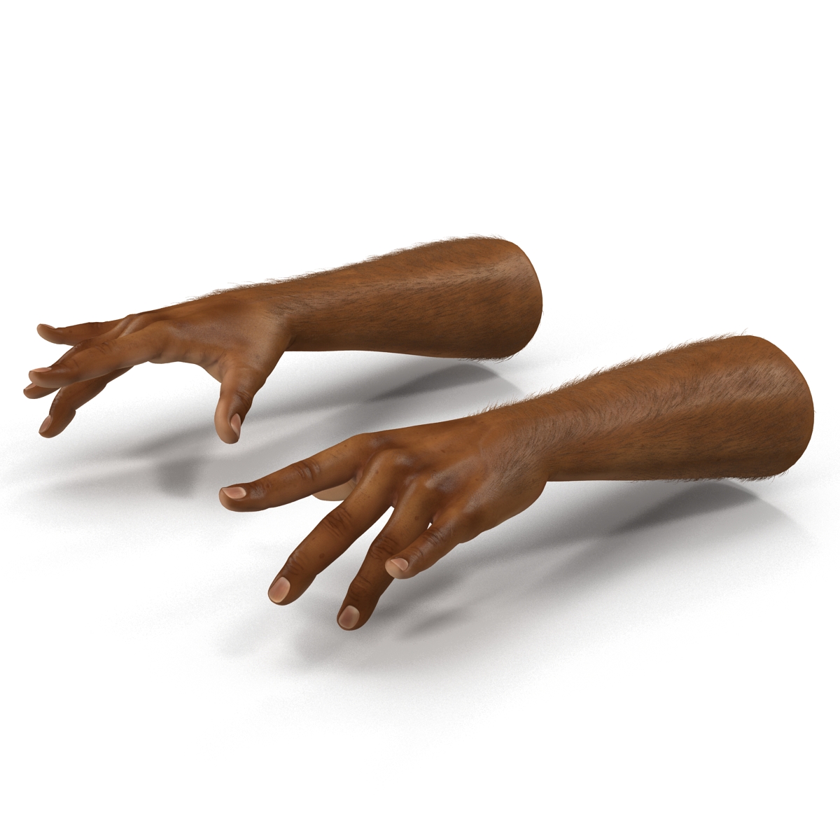 3D model African Man Hands 3 with Fur Pose 3