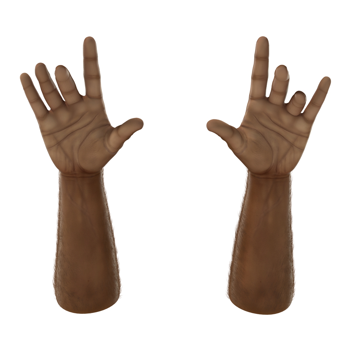 3D model African Man Hands 3 with Fur Pose 3