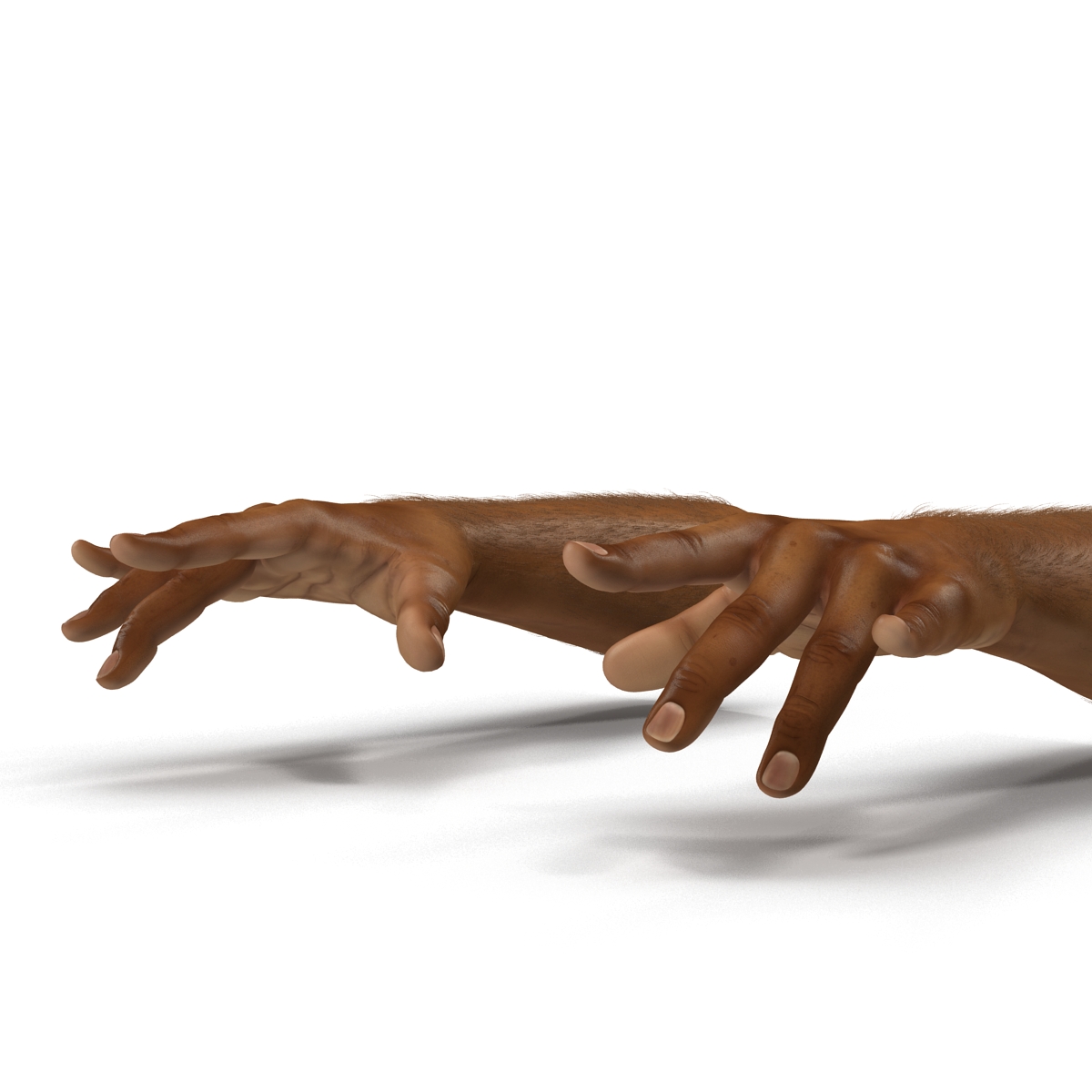 3D model African Man Hands 3 with Fur Pose 3