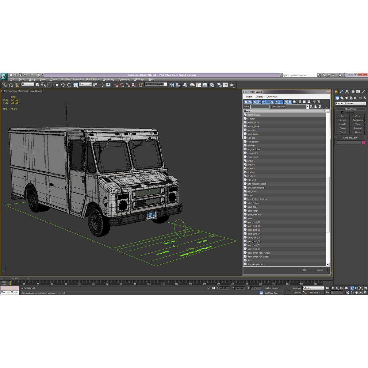 Post Office Truck Rigged 3D model