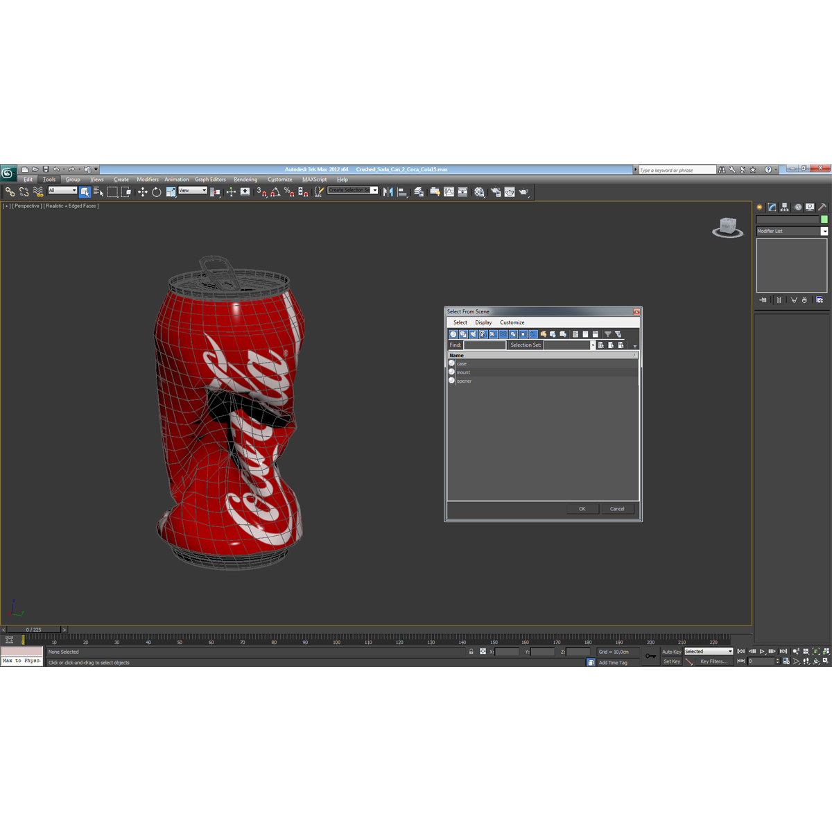 3D Crushed Soda Can 2 Coca Cola model