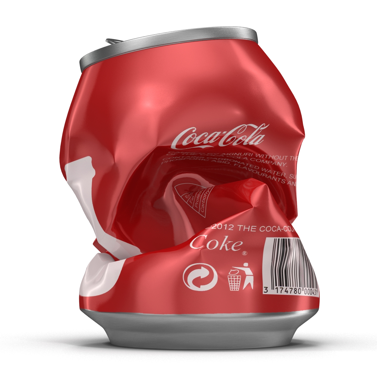 3D Crushed Soda Can 3 Coca Cola model