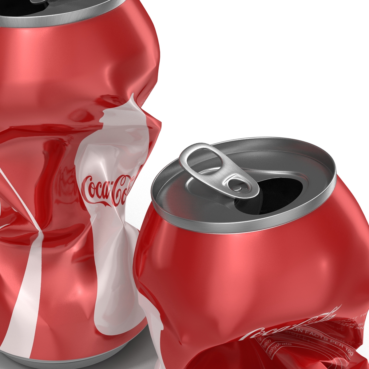 3D Crushed Soda Cans Set Coca Cola