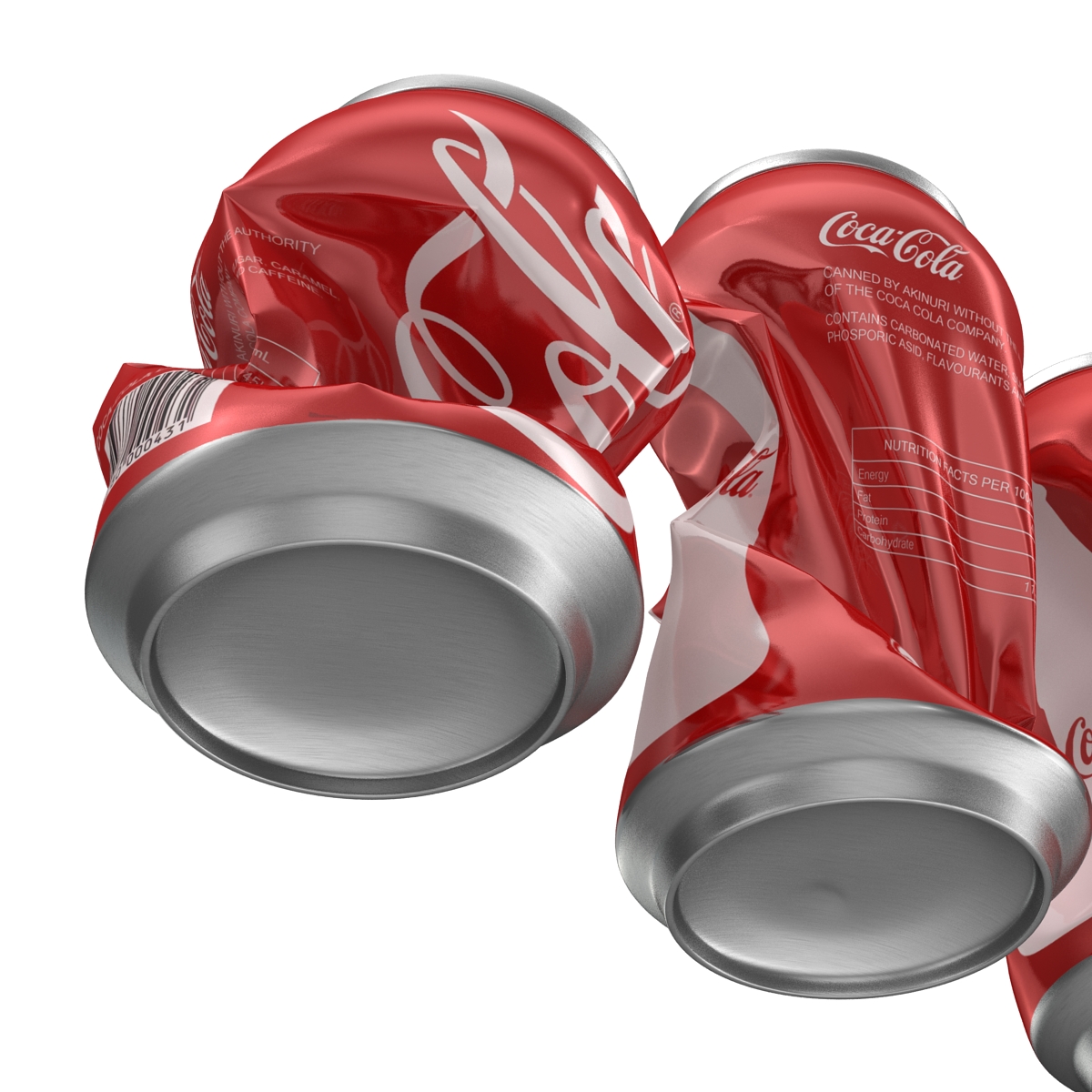 3D Crushed Soda Cans Set Coca Cola