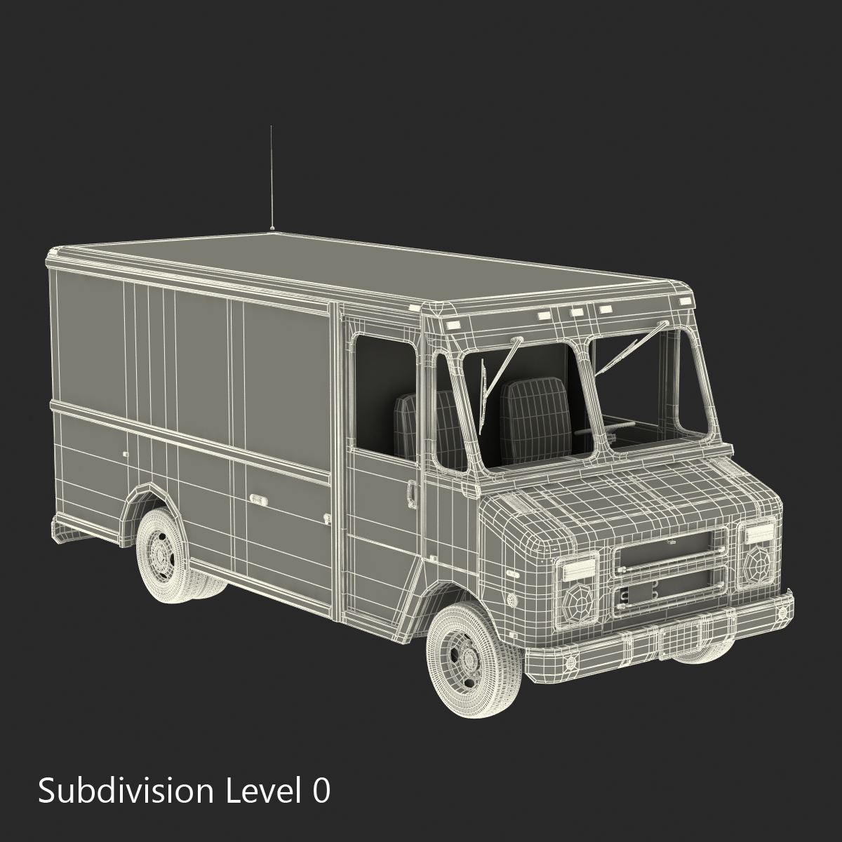 3D Post Office Truck Simple Interior model