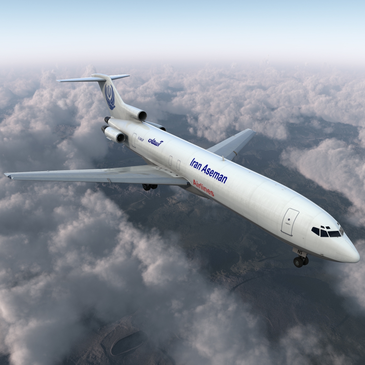 Boeing 727 200F Iran Aseman Rigged 3D model