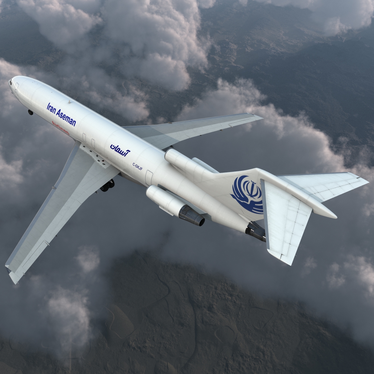 Boeing 727 200F Iran Aseman Rigged 3D model