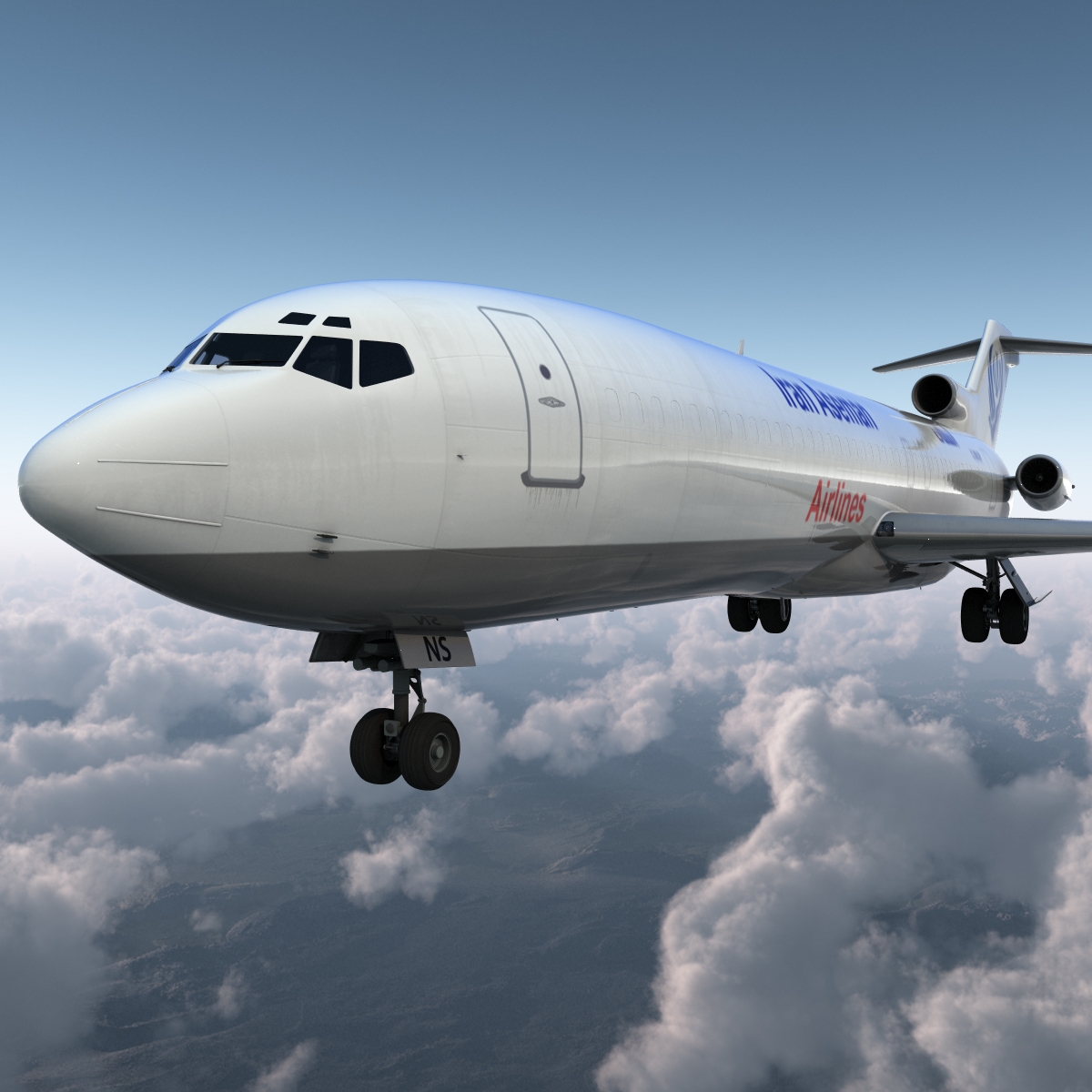 Boeing 727 200F Iran Aseman Rigged 3D model