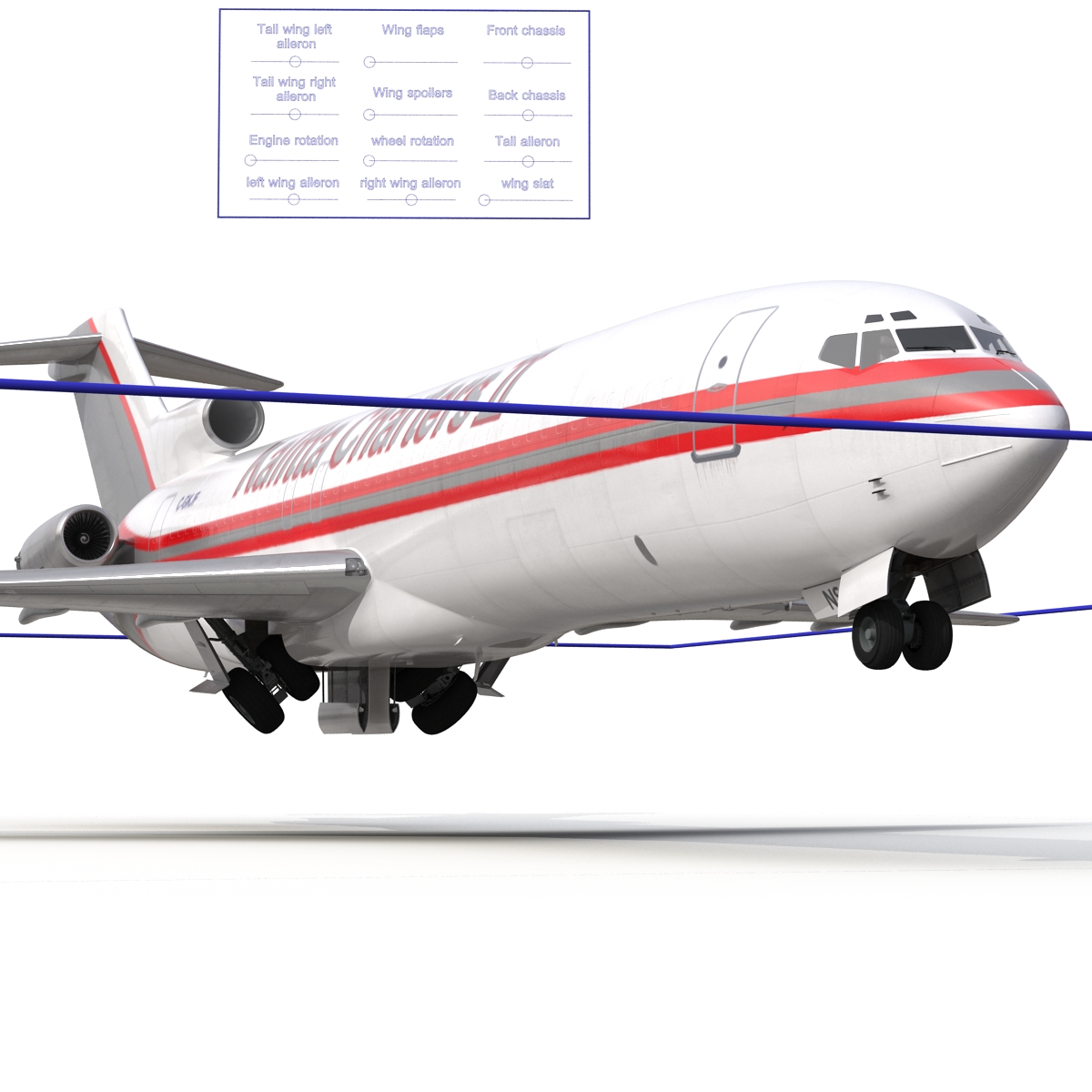 Boeing 727 200F Kalitta Air Rigged 3D model