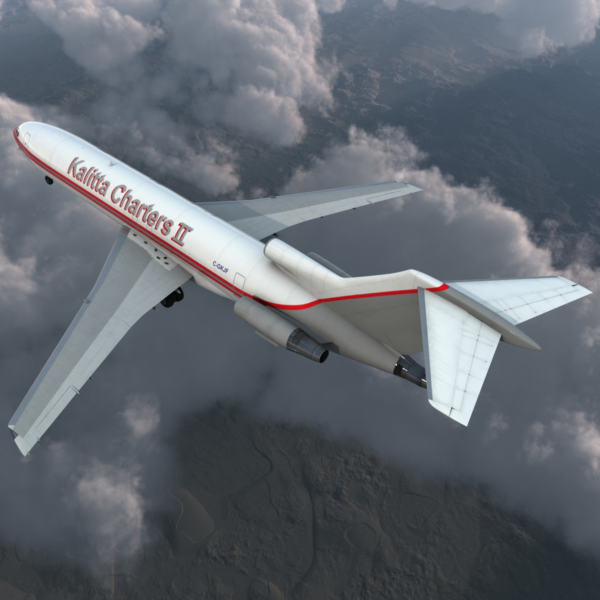 Boeing 727 200F Kalitta Air Rigged 3D model