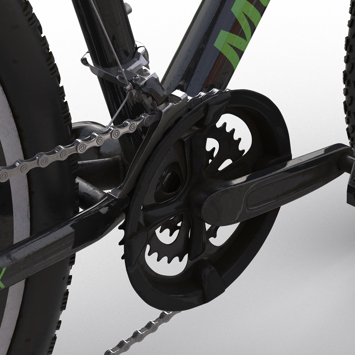 3D Mountain Bike Black Rigged