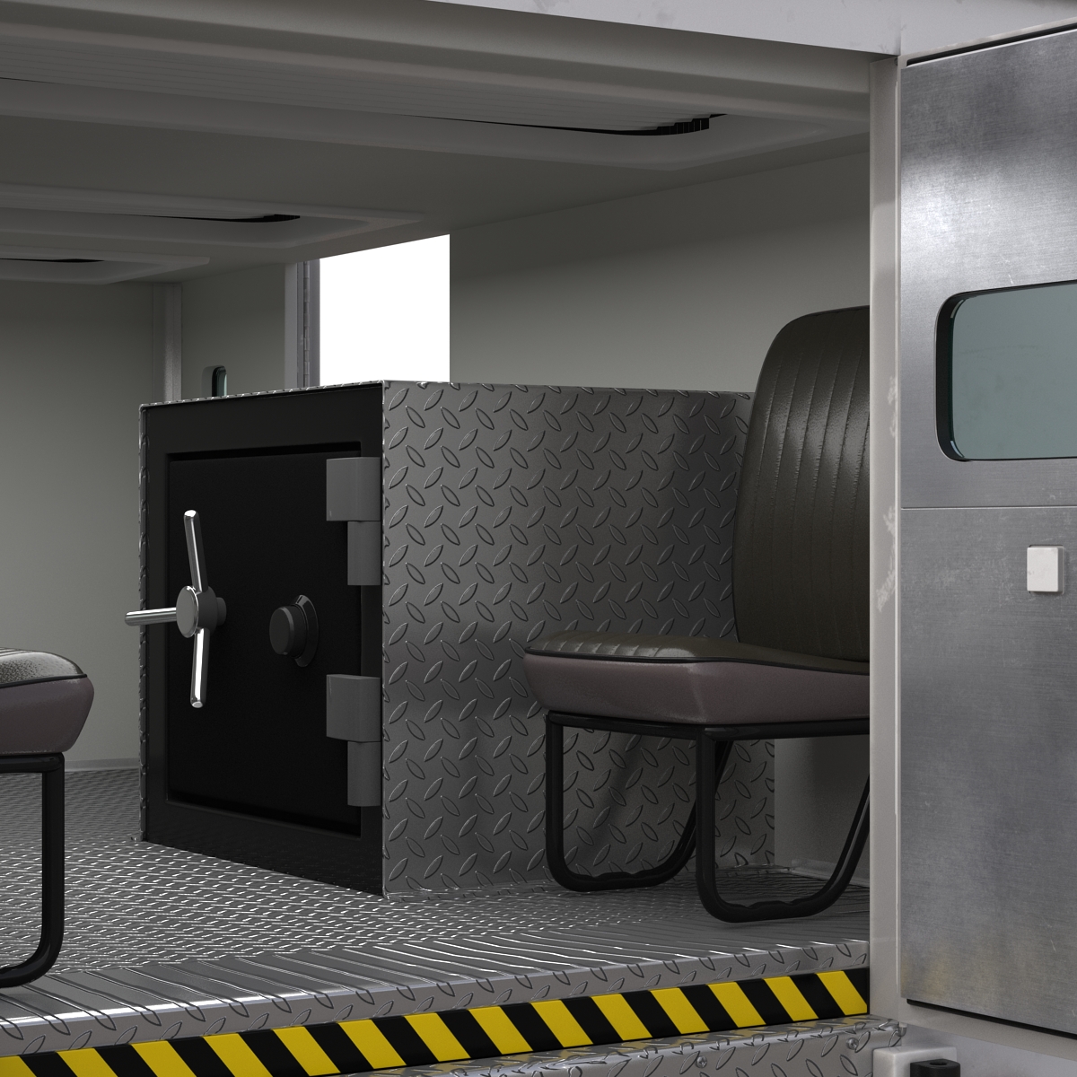 Armored Cash Transport Car Simple Interior 3D