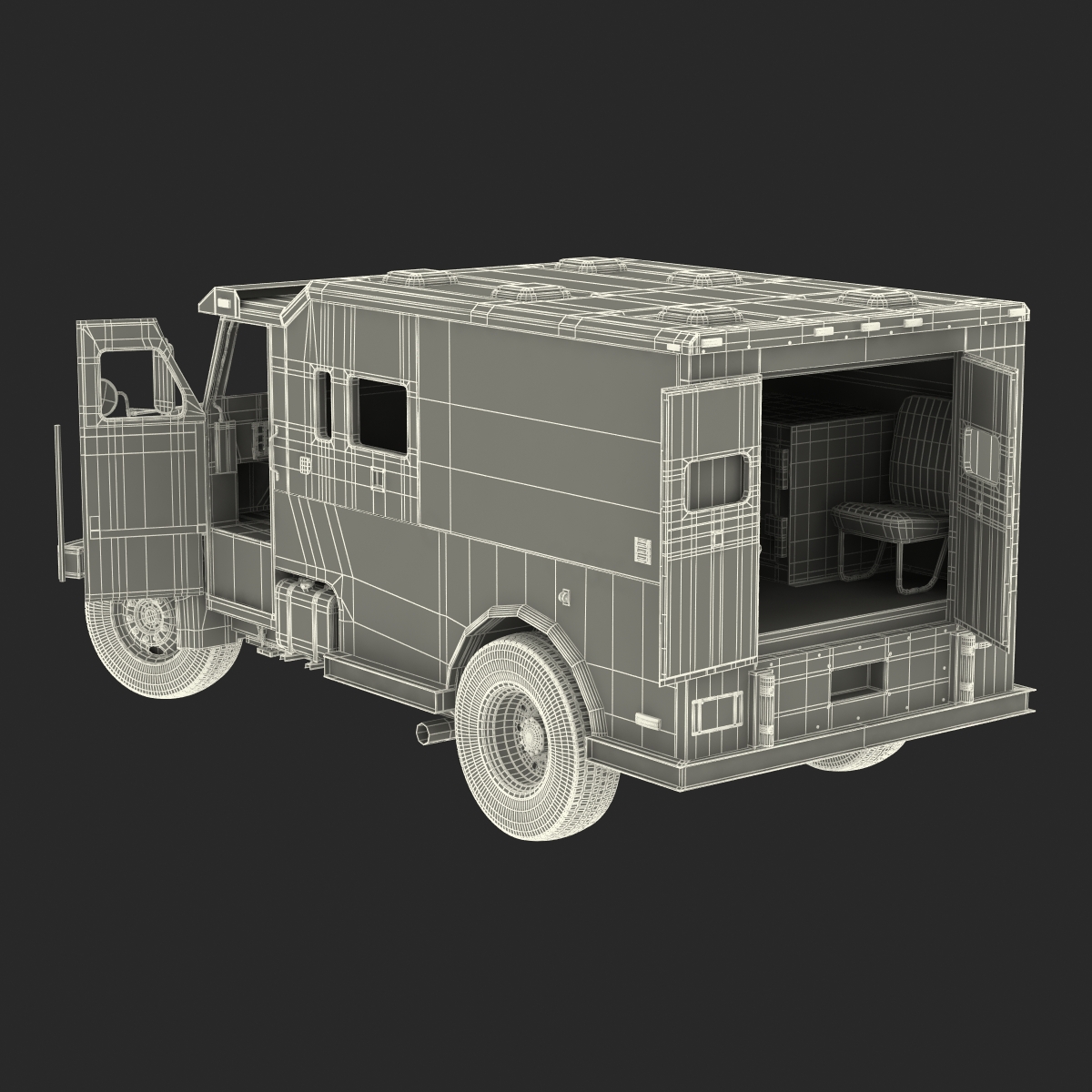 Armored Cash Transport Car Simple Interior 3D