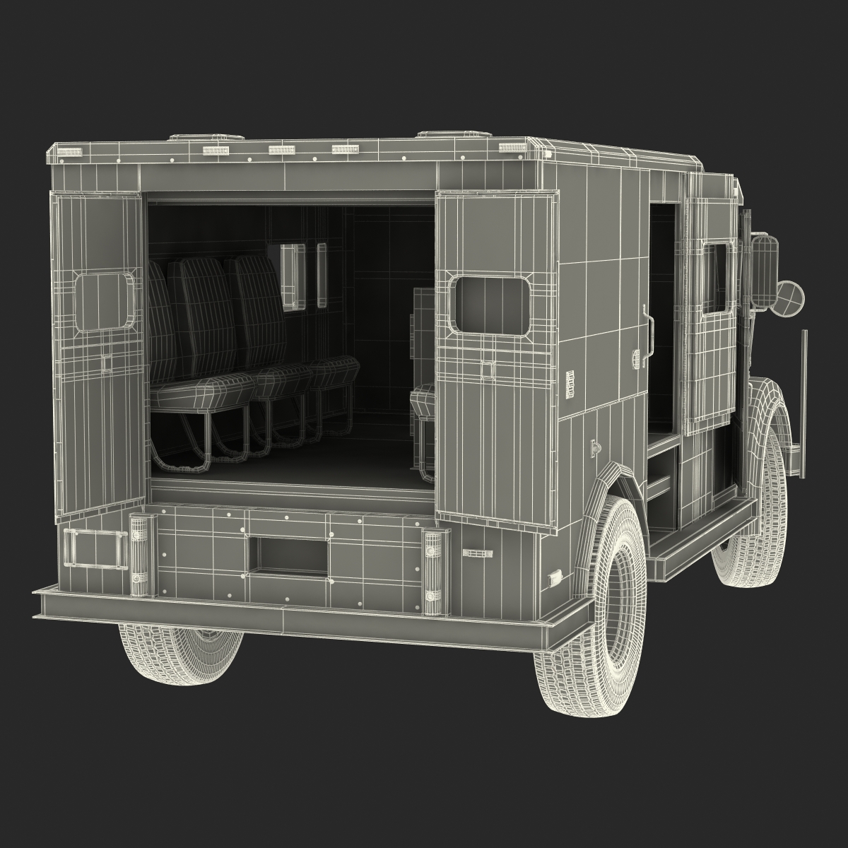 Armored Cash Transport Car Simple Interior 3D