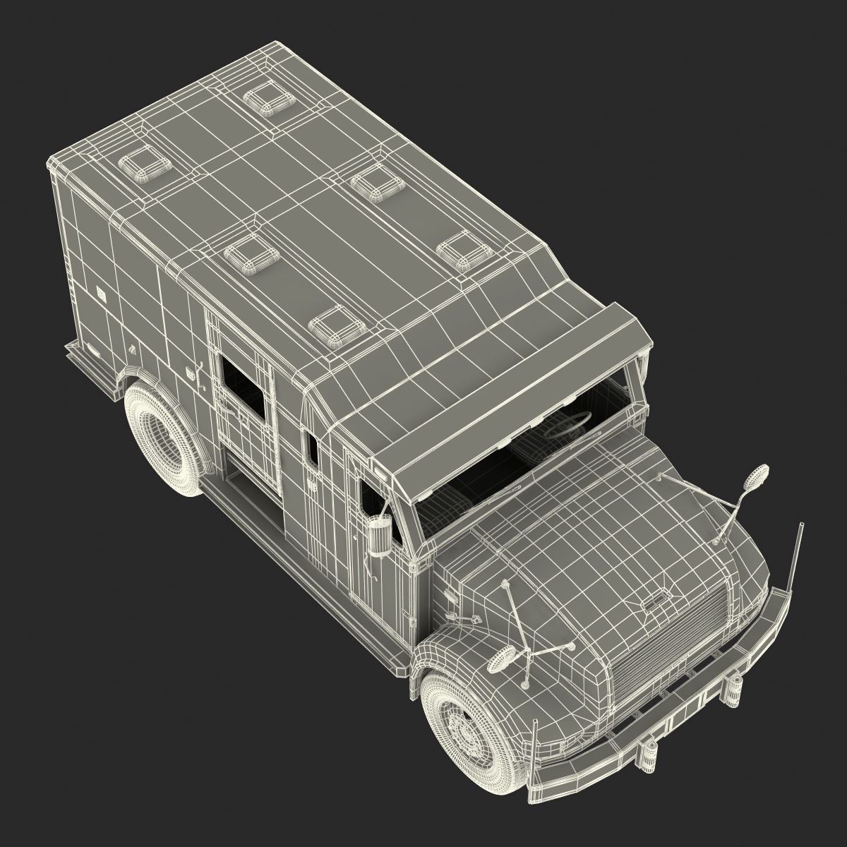 Armored Cash Transport Car Simple Interior 3D