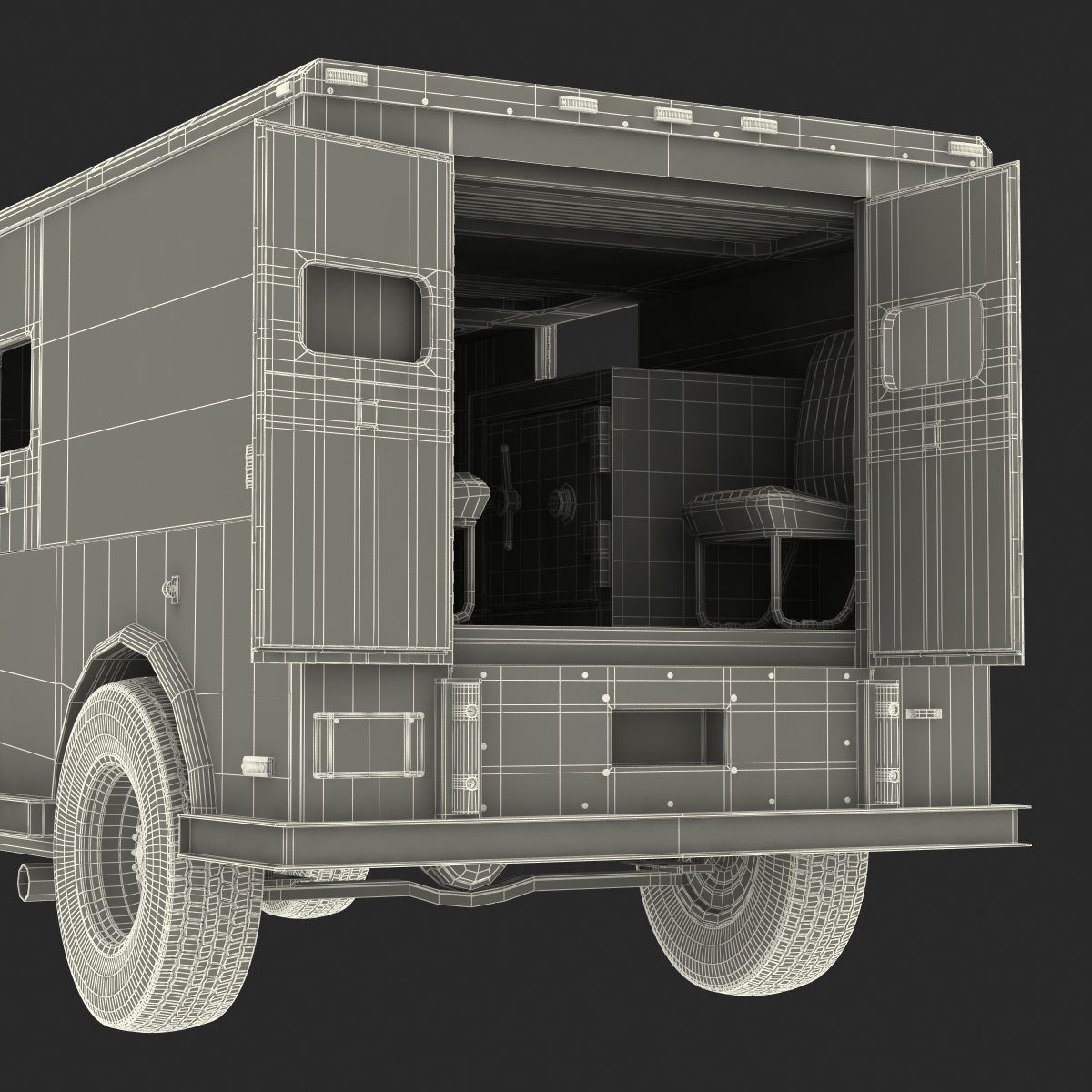 Armored Cash Transport Car Simple Interior 3D