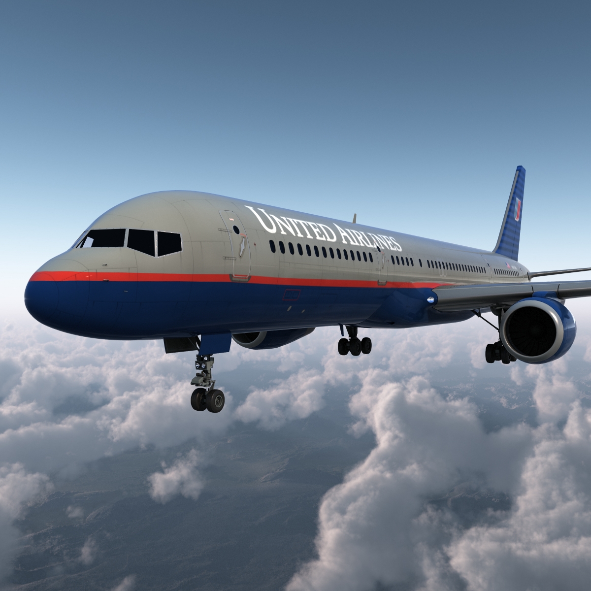 3D model Boeing 757 200 United Airlines