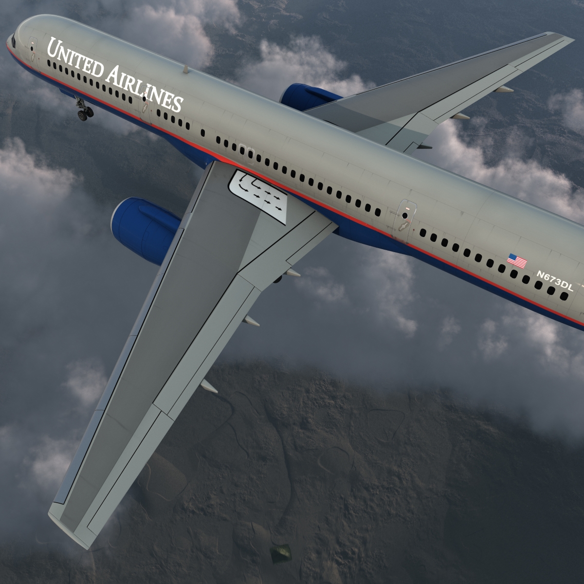 3D model Boeing 757 200 United Airlines