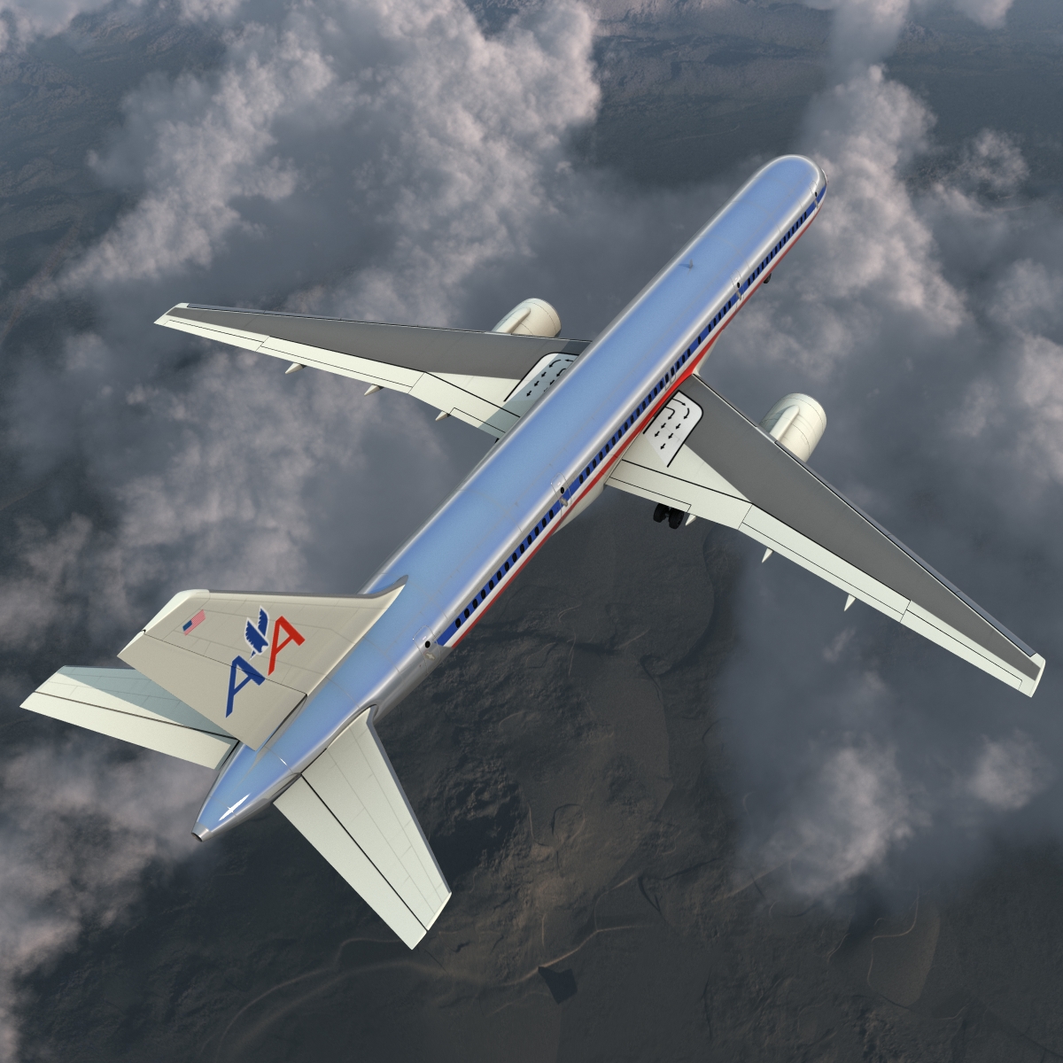 Boeing 757 200 American Airlines Rigged 3D model