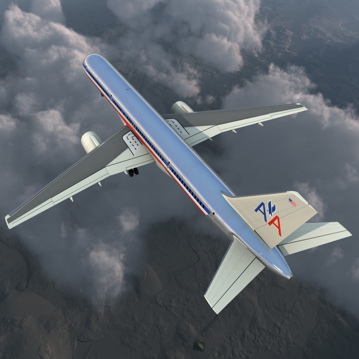 Boeing 757 200 American Airlines Rigged 3D model