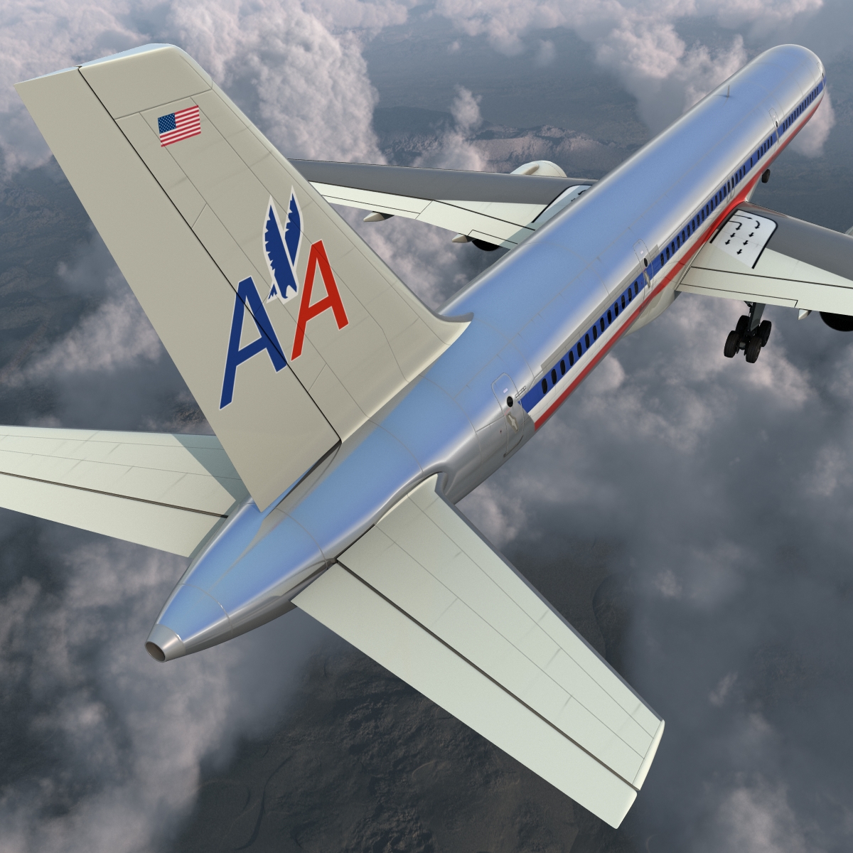 Boeing 757 200 American Airlines Rigged 3D model