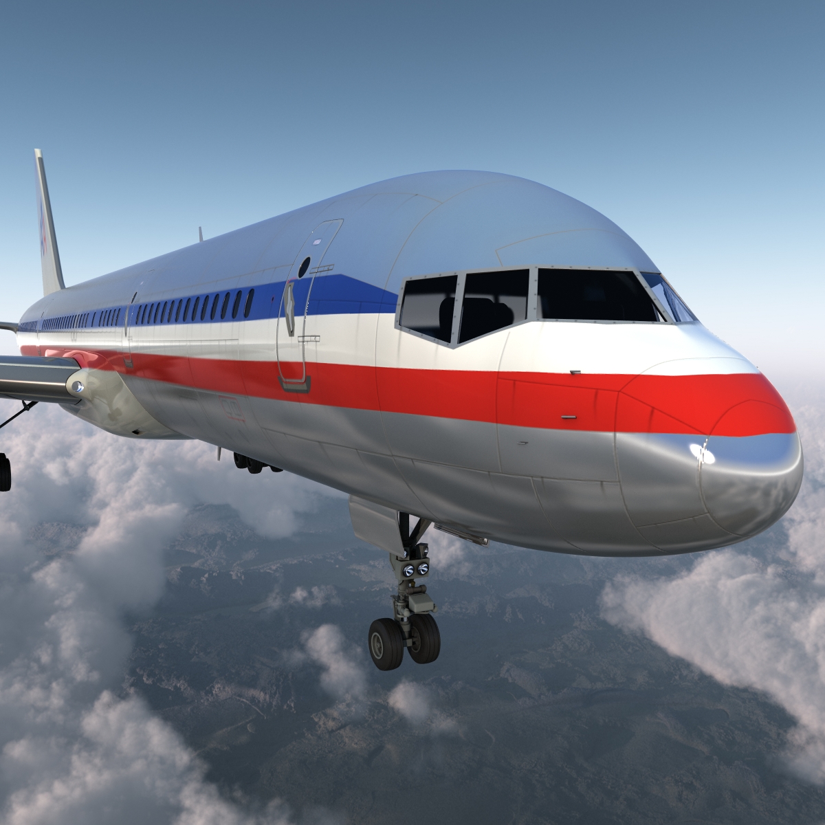 Boeing 757 200 American Airlines Rigged 3D model