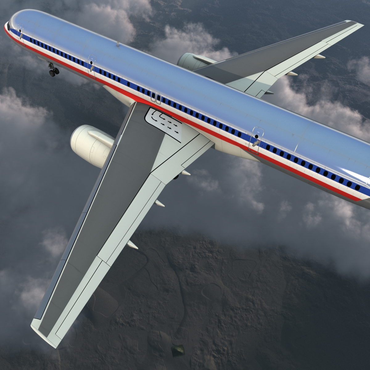 Boeing 757 200 American Airlines Rigged 3D model