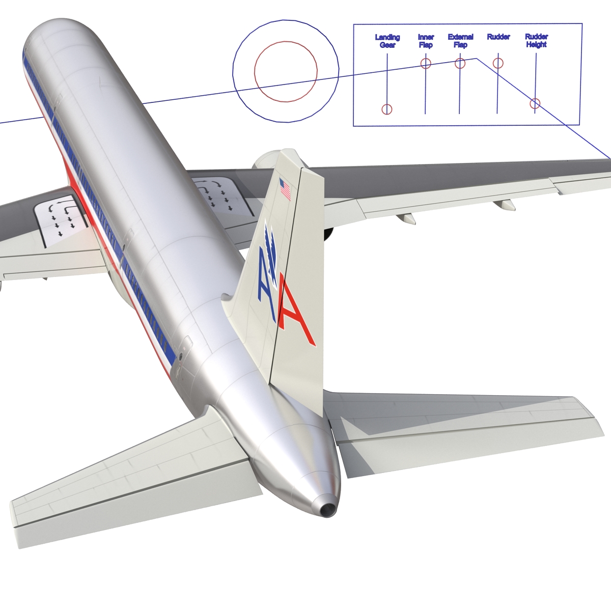 Boeing 757 200 American Airlines Rigged 3D model