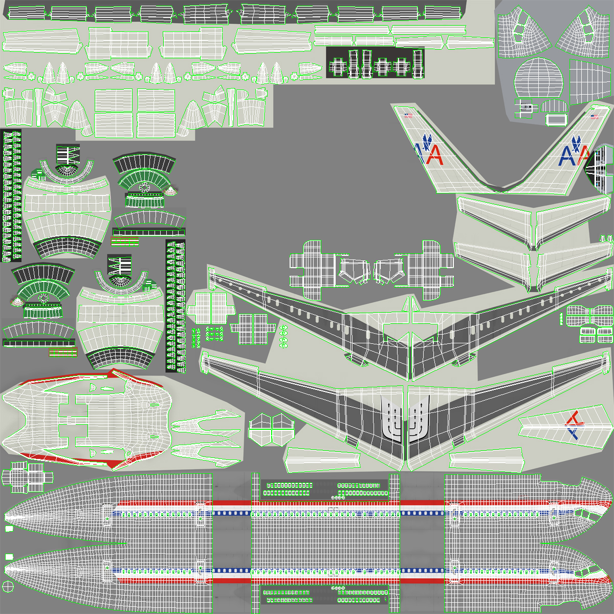 Boeing 757 200 American Airlines Rigged 3D model